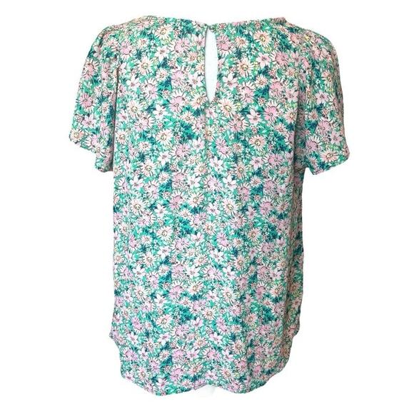 Lily White Green Pink Floral Blouse Large - Picture 2 of 4